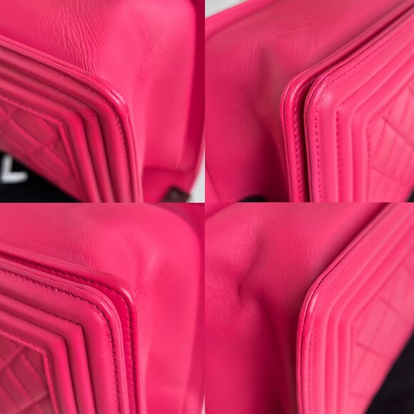 Authentic Chanel Old Boy Medium Pink Lambskin Quilted Crossbody Bag B0816 - Picture 10 of 16